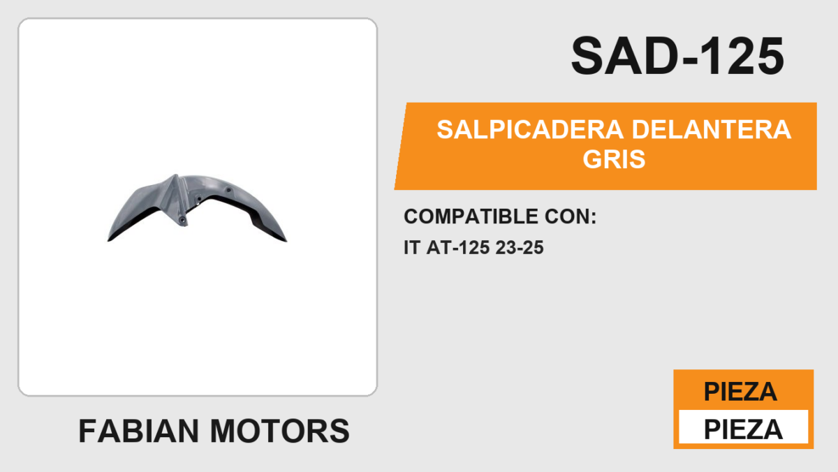 SALPICADERA DELANTERA GRIS