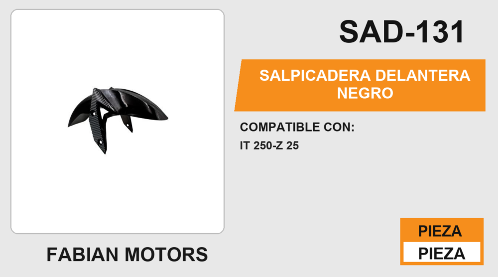 SALPICADERA DELANTERA NEGRO