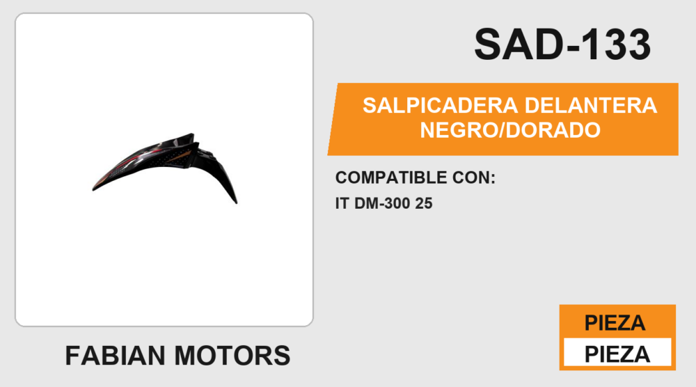 SALPICADERA DELANTERA NEGRO/DORADO