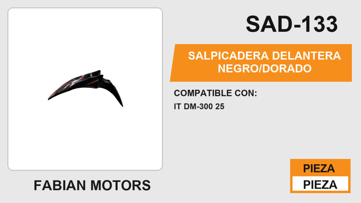SALPICADERA DELANTERA NEGRO/DORADO
