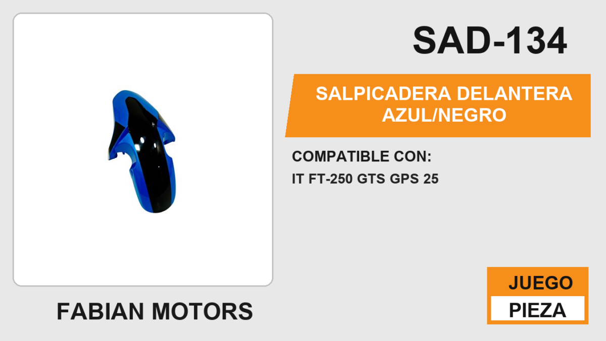 SALPICADERA DELANTERA AZUL/NEGRO