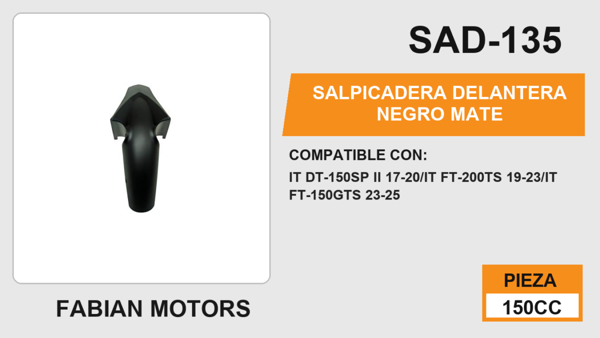 SALPICADERA DELANTERA NEGRO MATE