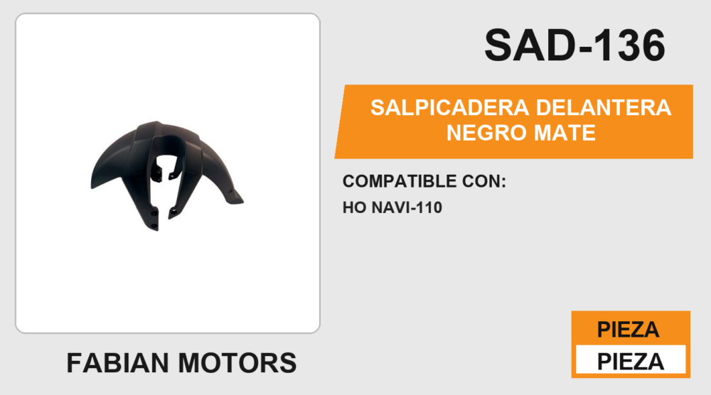 SALPICADERA DELANTERA NEGRO MATE