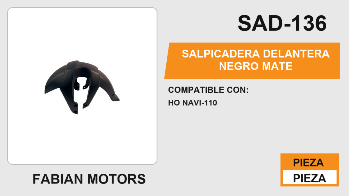 SALPICADERA DELANTERA NEGRO MATE