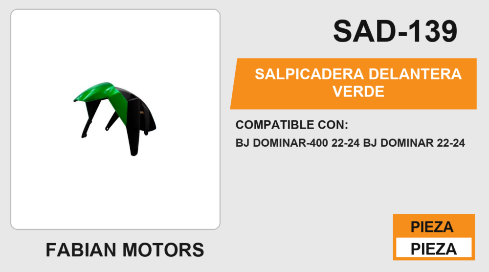 SALPICADERA DELANTERA VERDE