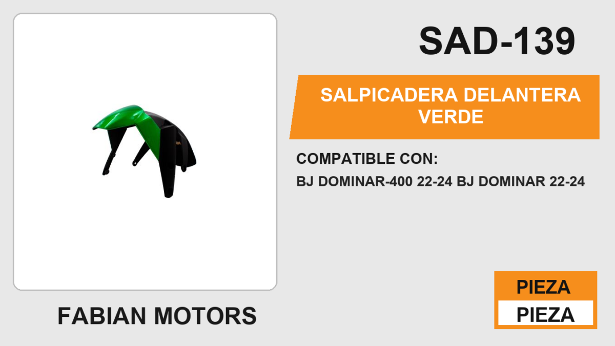 SALPICADERA DELANTERA VERDE