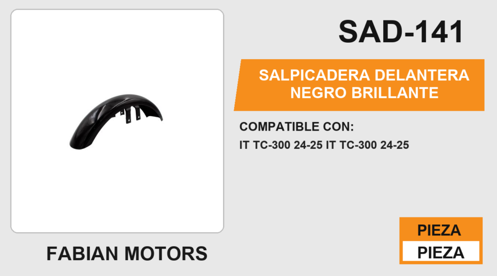 SALPICADERA DELANTERA NEGRO BRILLANTE