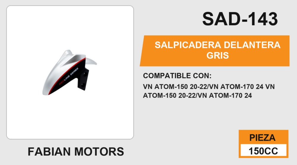 SALPICADERA DELANTERA GRIS