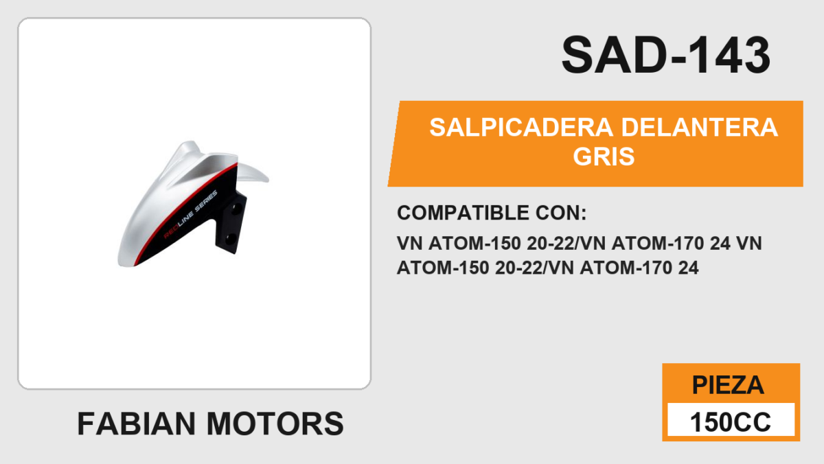 SALPICADERA DELANTERA GRIS
