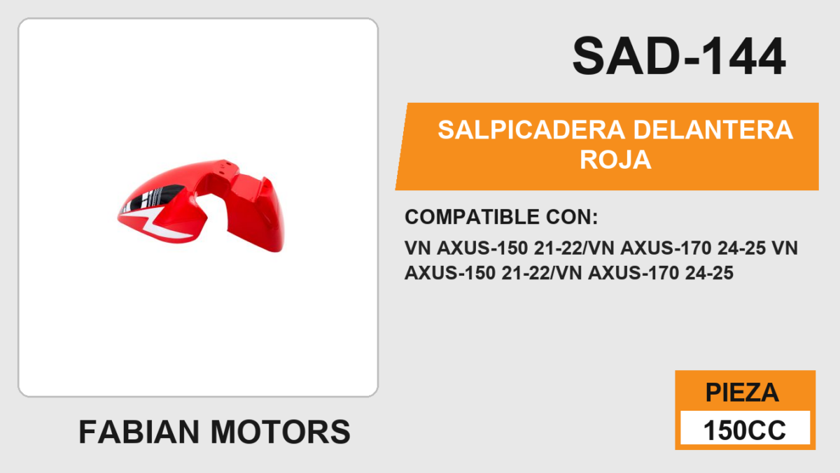 SALPICADERA DELANTERA ROJA