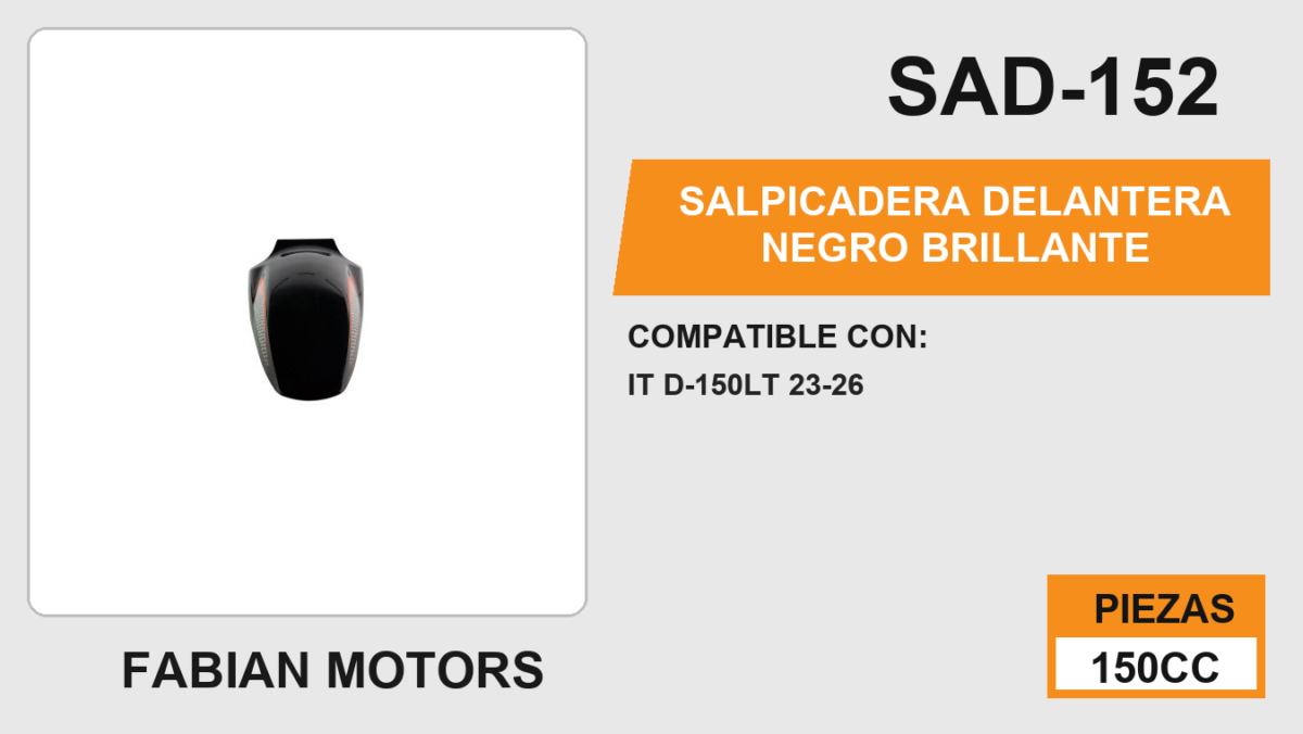SALPICADERA DELANTERA NEGRO BRILLANTE