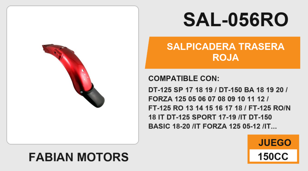 SALPICADERA TRASERA ROJA