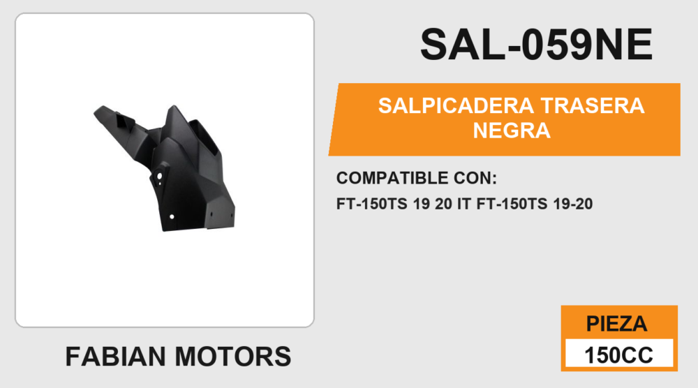SALPICADERA TRASERA NEGRA