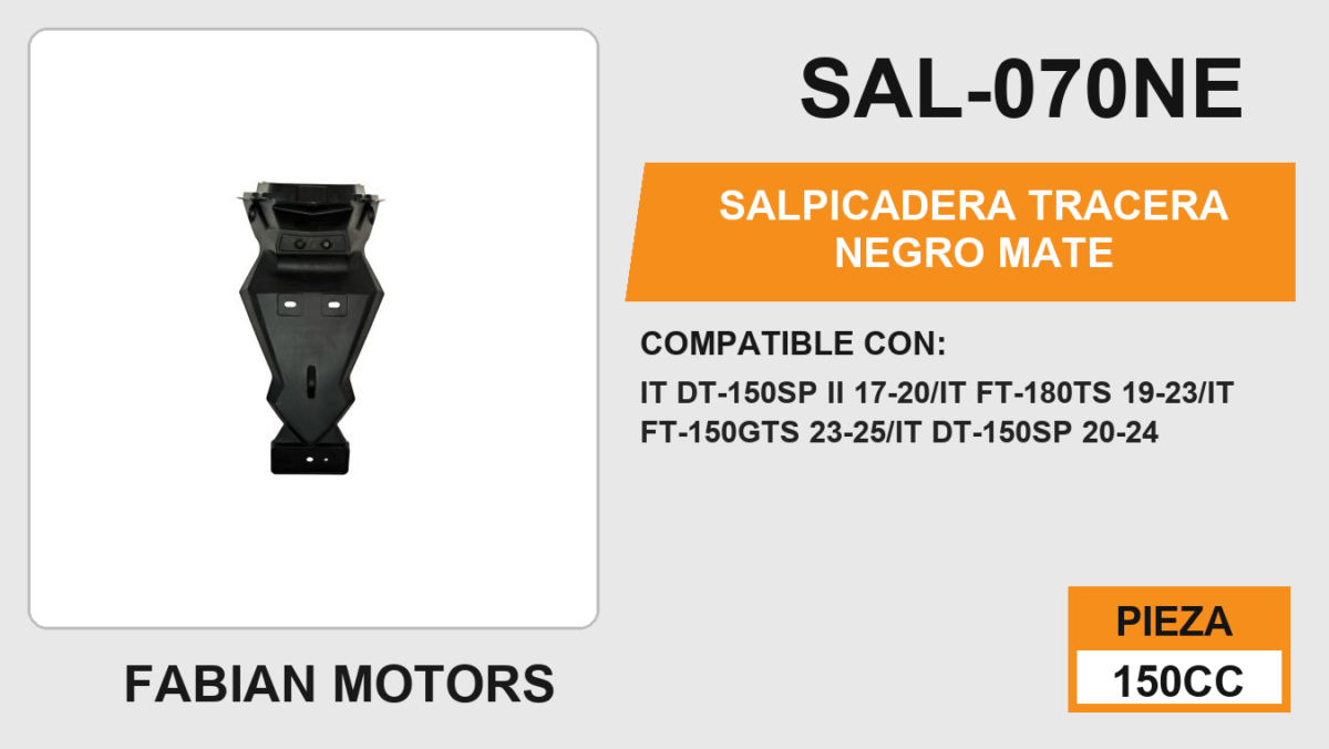 SALPICADERA TRACERA NEGRO MATE
