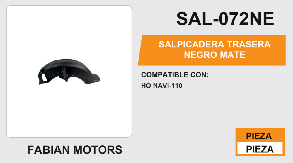 SALPICADERA TRASERA NEGRO MATE