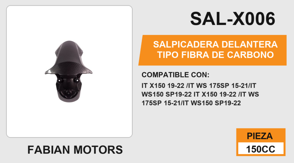 SALPICADERA DELANTERA TIPO FIBRA DE CARBONO