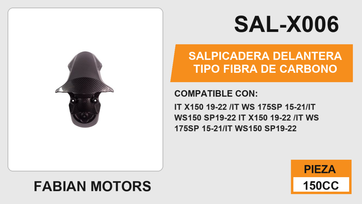 SALPICADERA DELANTERA TIPO FIBRA DE CARBONO