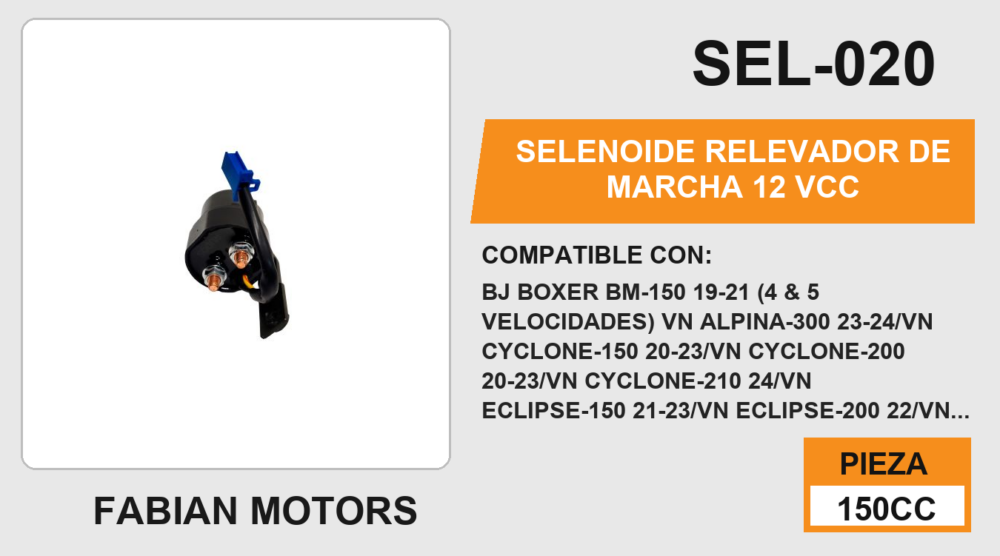 SELENOIDE RELEVADOR DE MARCHA 12 Vcc