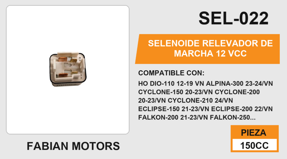 SELENOIDE RELEVADOR DE MARCHA 12 Vcc