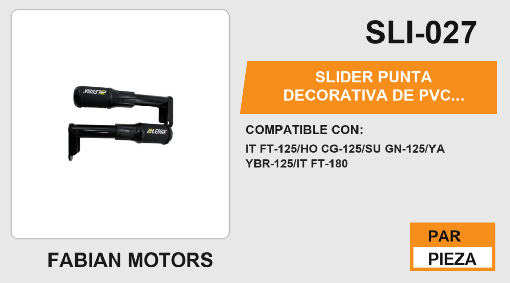 SLIDER PUNTA DECORATIVA DE PVC NEGRO UNIVERSAL MOTOS DE TRABAJO