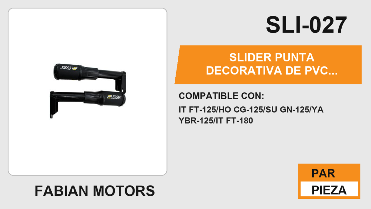 SLIDER PUNTA DECORATIVA DE PVC NEGRO UNIVERSAL MOTOS DE TRABAJO