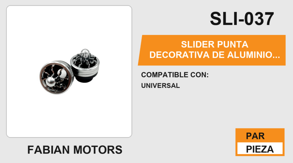 SLIDER PUNTA DECORATIVA DE ALUMINIO / ABS PLATA