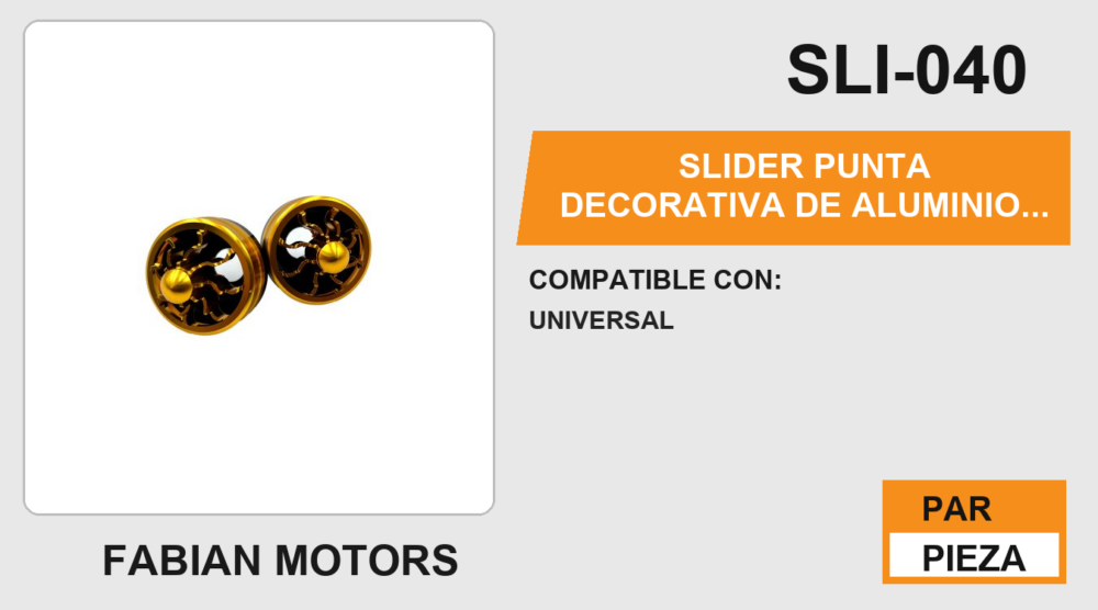 SLIDER PUNTA DECORATIVA DE ALUMINIO / ABS DORADO