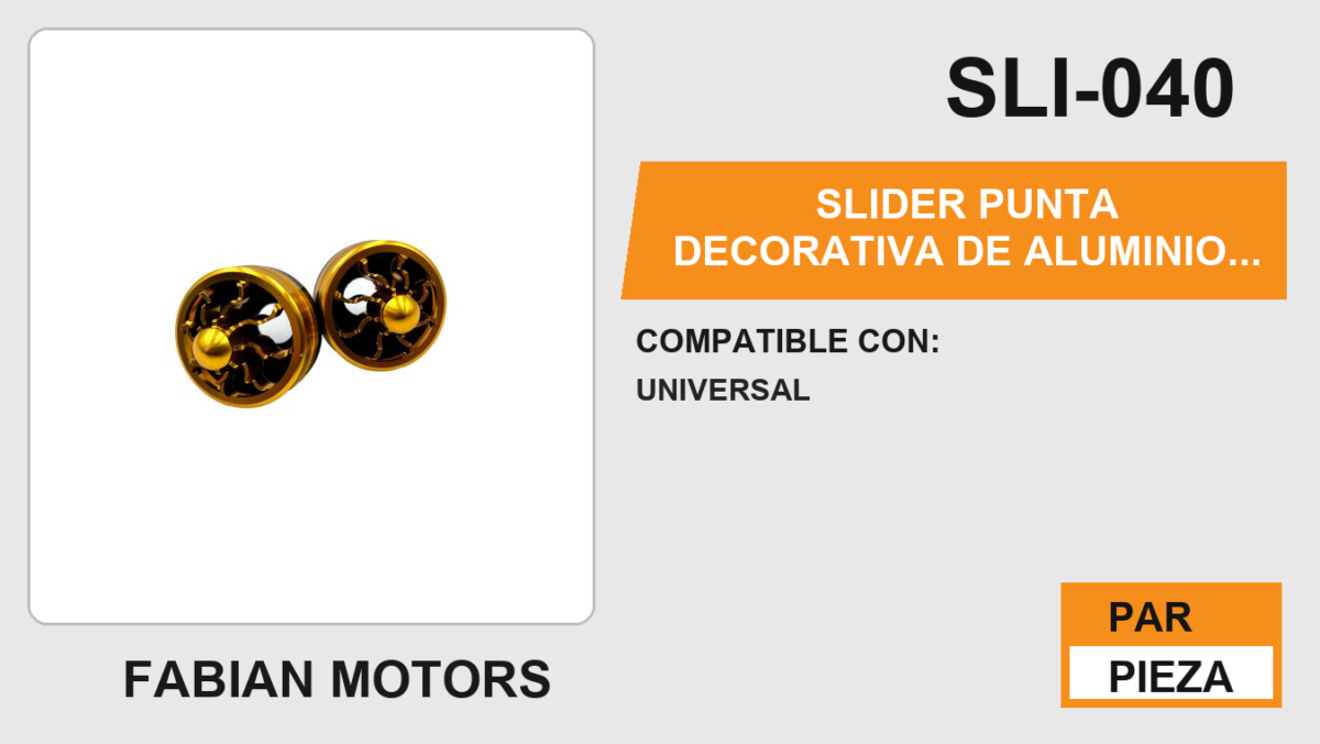 SLIDER PUNTA DECORATIVA DE ALUMINIO / ABS DORADO