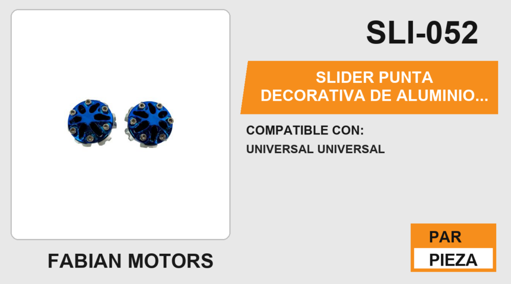SLIDER PUNTA DECORATIVA DE ALUMINIO PLATEADA/AZUL CON ACABADO DE PLASTICO