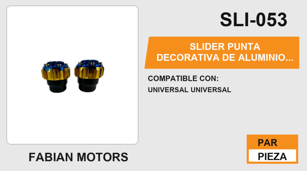 SLIDER PUNTA DECORATIVA DE ALUMINIO GOLD/AZUL CON ACABADO DE PLASTICO