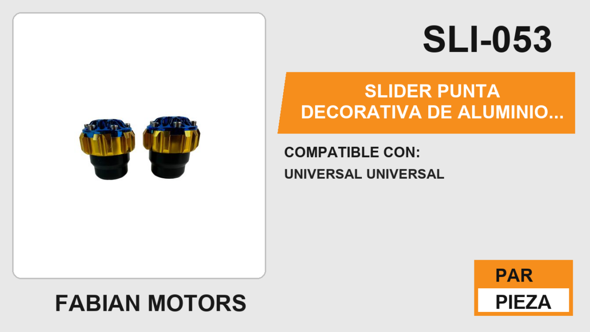 SLIDER PUNTA DECORATIVA DE ALUMINIO GOLD/AZUL CON ACABADO DE PLASTICO