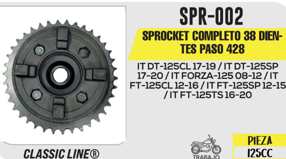 SPROCKET GRIS COMPLETO 38 DIENTES