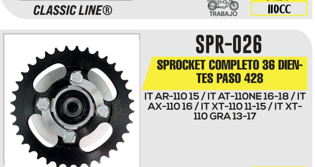 SPROCKET COMPLETO 36 DIENTES PASO 428