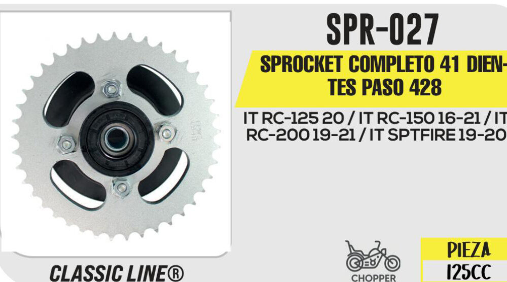 SPROCKET COMPLETO 41 DIENTES PASO 428
