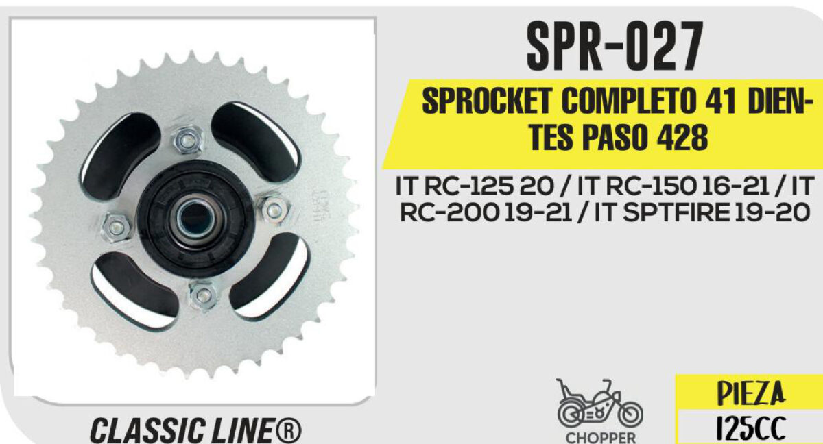 SPROCKET COMPLETO 41 DIENTES PASO 428