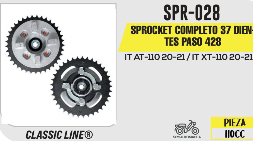 SPROCKET COMPLETO 37 DIENTES PASO 428
