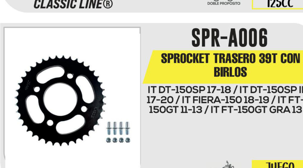 SPROCKET TRASERO 39T CON BIRLOS