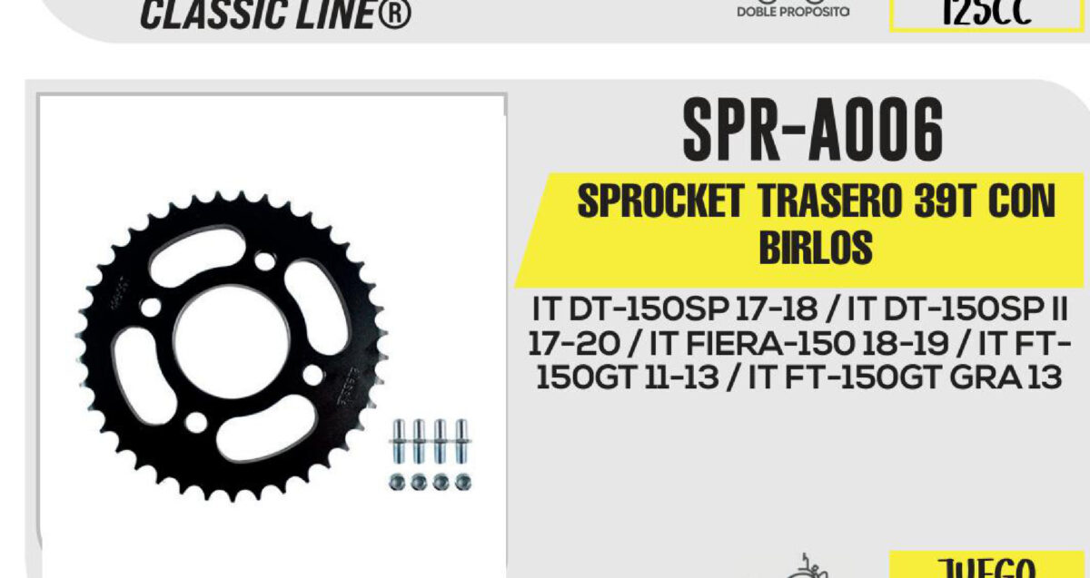 SPROCKET TRASERO 39T CON BIRLOS
