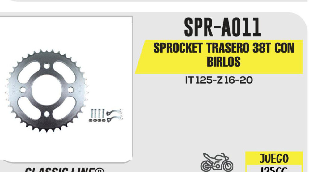 SPROCKET TRASERO 38T CON BIRLOS