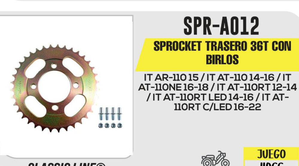 SPROCKET TRASERO 36T CON BIRLOS