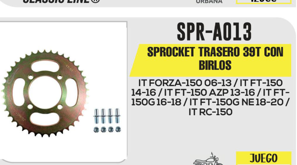 SPROCKET TRASERO 39T CON BIRLOS