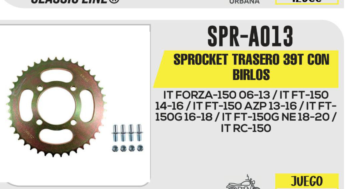 SPROCKET TRASERO 39T CON BIRLOS