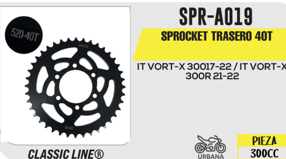 SPROCKET PLATA TRASERO 40T CON BIRLOS