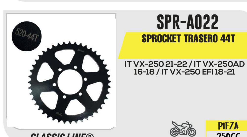 SPROCKET PLATA TRASERO 44T CON BIRLOS
