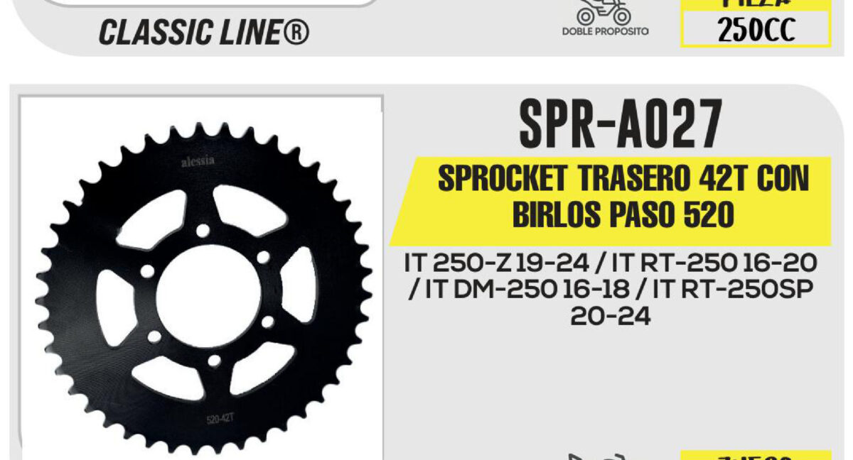 SPROCKET TRASERO 42T CON BIRLOS PASO 520
