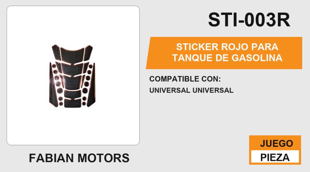 STICKER ROJO PARA TANQUE DE GASOLINA