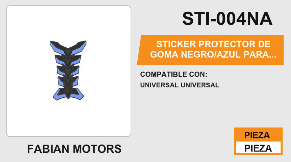 STICKER PROTECTOR DE GOMA NEGRO/AZUL PARA TANQUE DE GASOLINA