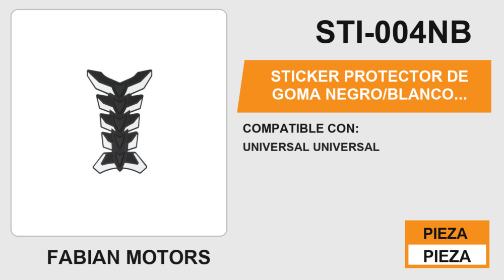 STICKER PROTECTOR DE GOMA NEGRO/BLANCO PARA TANQUE DE GASOLINA