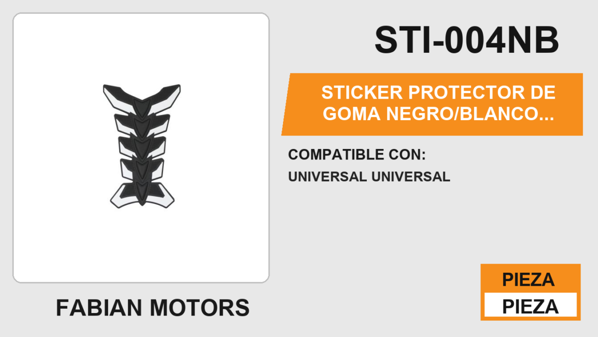 STICKER PROTECTOR DE GOMA NEGRO/BLANCO PARA TANQUE DE GASOLINA