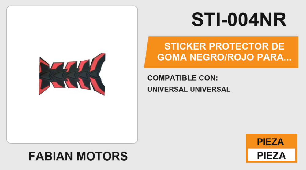 STICKER PROTECTOR DE GOMA NEGRO/ROJO PARA TANQUE DE GASOLINA